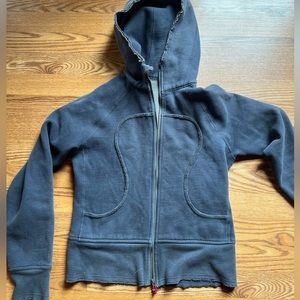 VINTAGE LULU LEMON ATHLETIC ZIP UP JACKET NAVY BLUE SIZE SMALL/ MEDIUM